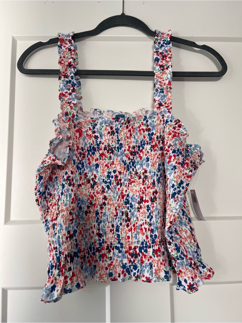 Old Navy Floral Smocked Camisole - White, Blue & Red
